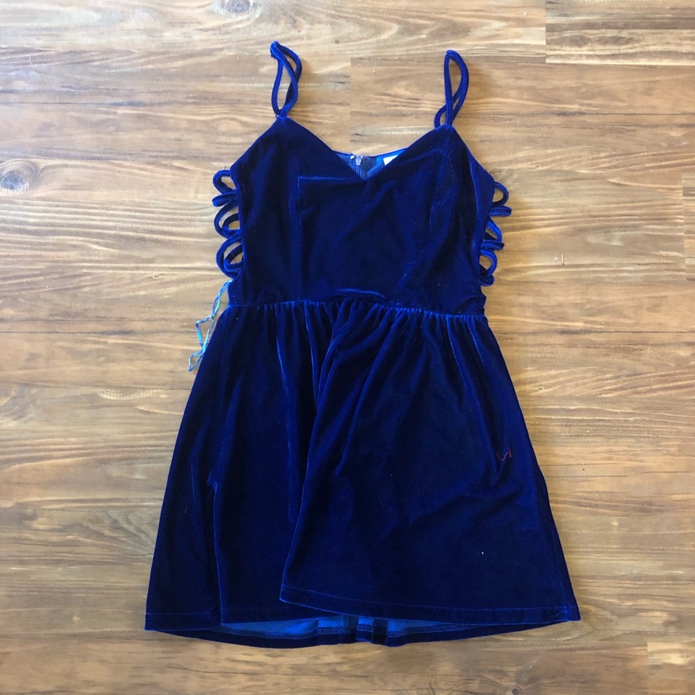 blue velvet mini dress